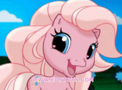 Size: 600x447 | Tagged: safe, derpibooru import, pinkie pie (g3), earth pony, pony, g3.5, animated, commercial, cute, female, frame by frame, g3 diapinkes, gif, looking at you, mare, official, one eye closed, solo, wink, winking at you