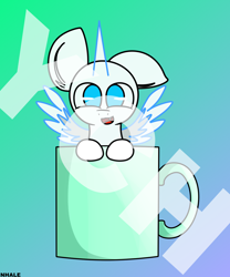 Size: 3072x3687 | Tagged: safe, derpibooru import, alicorn, coffee mug, coffee pony, colors, commission, gradient background, mug, one ear down, solo, your character here