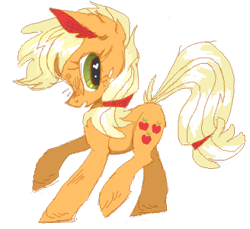 Size: 328x301 | Tagged: safe, artist:sigmapegasi, derpibooru import, applejack, earth pony, pony, missing accessory, missing hat, raised hoof, raised leg, simple background, solo, transparent background