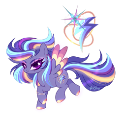 Size: 1920x1834 | Tagged: safe, artist:gloriaartist, derpibooru import, pegasus, pony, colored wings, female, magical lesbian spawn, mare, multicolored wings, offspring, parent:rainbow dash, parent:starlight glimmer, parents:glimmerdash, simple background, solo, transparent background, wings