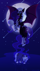 Size: 1080x1920 | Tagged: safe, artist:willoillo, derpibooru import, nightmare moon, princess luna, alicorn, moon