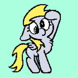 Size: 300x300 | Tagged: safe, artist:l3mon6alm, derpibooru import, derpy hooves, pegasus, pony, chest fluff, green background, simple background, solo