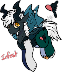 Size: 1481x1712 | Tagged: safe, artist:sexygoatgod, derpibooru import, oc, oc only, oc:infest, hybrid, pony, adoptable, changeling hybrid, draconequus hybrid, male, simple background, solo, transparent background