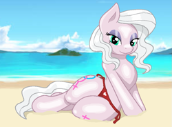Size: 839x617 | Tagged: safe, artist:joey darkmeat, derpibooru import, oc, earth pony, beach, clop, clothes, eyeshadow, female, lidded eyes, makeup, mare, panties, sexy, solo, sultry pose, underwear, wikipedia