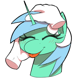 Size: 875x875 | Tagged: safe, artist:thebatfang, derpibooru import, lyra heartstrings, pony, unicorn, :p, ^^, disembodied hand, eyes closed, female, hand, mare, numget, petting, simple background, smiling, solo, tongue, tongue out, transparent background