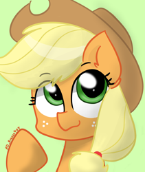 Size: 2122x2517 | Tagged: safe, artist:riverdawn404, derpibooru import, applejack, earth pony, pony, female, green background, simple background, solo