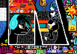 Size: 1379x971 | Tagged: safe, derpibooru import, discord, oc, oc:the living tombstone, bird, duck, robot, 2023, canvas, eurobeat brony, headphones, key, laserbeak, luigi, male, mushroom, odyssey eurobeat, pixel art, r/place, r/place2023, reddit, smiley face, soundwave, text, thumbnail, transformers