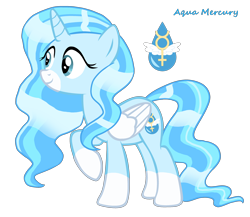 Size: 3364x2916 | Tagged: safe, derpibooru import, oc, oc only, oc:aqua mercury, alicorn, alicorn oc, blue eyes, blue mane, horn, simple background, solo, transparent background, wings