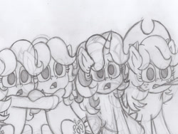 Size: 1920x1440 | Tagged: safe, derpibooru import, applejack, fluttershy, pinkie pie, rarity, 60s, sketch