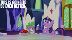 Size: 2000x1125 | Tagged: safe, derpibooru import, edit, edited screencap, editor:quoterific, screencap, spike, twilight sparkle, twilight sparkle (alicorn), alicorn, what about discord?, cutie map, twilight's castle