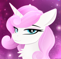 Size: 2792x2700 | Tagged: safe, artist:andaluce, derpibooru import, twinkleshine, pony, unicorn, background pony, bust, chest fluff, female, lineless, looking at you, mare, solo