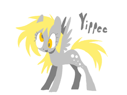 Size: 865x648 | Tagged: safe, artist:spaceboycelebration, derpibooru import, derpy hooves, pegasus, pony, simple background, solo, spread wings, white background, wings, yippee