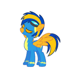 Size: 500x500 | Tagged: safe, artist:mlpfan3991, derpibooru import, oc, oc only, oc:flare spark, pegasus, pony, clothes, female, goggles, goggles on head, simple background, smiling, solo, transparent background, uniform, wings, wonderbolts, wonderbolts uniform