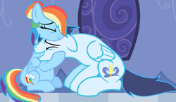 Size: 672x392 | Tagged: safe, artist:cookiebunbun27, derpibooru import, rainbow dash, soarin', pegasus, pony, crying, eyes closed, female, happy, hug, male, mare, preggo dash, pregnant, shipping, sitting, soarindash, stallion, straight, tears of joy