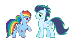 Size: 1024x616 | Tagged: safe, artist:cutepuppygirl10, derpibooru import, rainbow dash, soarin', pegasus, pony, female, looking at each other, looking at someone, male, mare, shipping, simple background, soarindash, stallion, straight, transparent background, vector