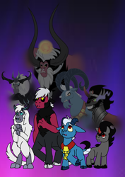 Size: 1000x1414 | Tagged: safe, artist:zetikoopa, derpibooru import, grogar, king sombra, lord tirek, storm king, centaur, goat, sheep, taur, umbrum, unicorn, my little pony: the movie, alternate universe, changed destiny, changed past, children, colt, foal, male, ram, storm creature, younger