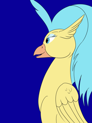 Size: 1200x1600 | Tagged: safe, artist:saintgryphonii, derpibooru import, princess skystar, hippogriff, my little pony: the movie, blue background, female, mare, simple background, solo