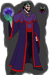 Size: 1000x1414 | Tagged: safe, artist:zetikoopa, derpibooru import, oc, oc:draven la fay, human, clothes, magic, male, oc villain, red eyes, robe, sorcerer, wizard, young