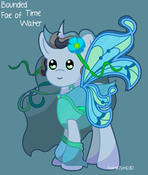 Size: 5500x6500 | Tagged: safe, alternate version, artist:kosmiktym, derpibooru import, oc, oc only, oc:bounded-time, pony, blue background, fairy, fairy wings, simple background, solo, wings