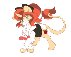 Size: 2500x2000 | Tagged: safe, artist:euspuche, derpibooru import, oc, oc only, oc:raspberry, unicorn, clothes, female, flirting, looking at you, pose, raba-pony, simple background, smiling, transparent background