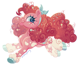 Size: 1145x968 | Tagged: safe, alternate version, artist:bishopony, derpibooru import, pinkie pie, earth pony, pony, :p, alternate design, bandana, coat markings, colored hooves, female, food, mare, simple background, smiling, solo, sprinkles, tongue, tongue out, transparent background, unshorn fetlocks