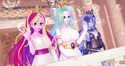 Size: 4096x2160 | Tagged: safe, artist:princerex, derpibooru import, princess cadance, princess celestia, princess luna, equestria girls, alicorn triarchy