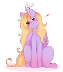 Size: 2191x2509 | Tagged: safe, artist:asusya, derpibooru import, oc, oc only, oc:rachie spiritwing, pegasus, pony, blushing, colored sketch, female, head tilt, heart, looking at you, mare, pegasus oc, signature, simple background, sitting, sketch, smiling, smiling at you, solo, white background, wings