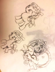 Size: 1562x2048 | Tagged: safe, artist:nen5falu, derpibooru import, cozy glow, pegasus, pony, female, filly, foal, sketch, solo, traditional art