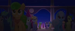 Size: 2160x901 | Tagged: safe, derpibooru import, screencap, tempest shadow, earth pony, pegasus, pony, unicorn, my little pony: the movie, background pony, canterlot, crowd, night