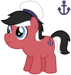 Size: 1540x1620 | Tagged: safe, artist:melisareb, derpibooru exclusive, derpibooru import, earth pony, pony, .svg available, anchor, cutie mark, hat, male, micronation, nation ponies, ponified, sealand, seaman, simple background, solo, species swap, stallion, svg, transparent background, vector