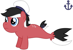 Size: 2350x1620 | Tagged: safe, alternate version, artist:melisareb, derpibooru exclusive, derpibooru import, pony, seapony (g4), .svg available, anchor, cutie mark, hat, male, micronation, nation ponies, ponified, sealand, seaman, seaponified, simple background, solo, species swap, stallion, svg, transparent background, vector