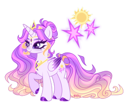 Size: 1920x1610 | Tagged: safe, artist:gloriaartist, derpibooru import, oc, oc only, alicorn, pony, alicorn oc, female, magical lesbian spawn, mare, offspring, parent:princess celestia, parent:twilight sparkle, parents:twilestia, simple background, smiling, solo, transparent background