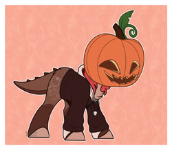 Size: 1280x1115 | Tagged: safe, artist:krypticquartz, derpibooru import, oc, dracony, dragon, hybrid, clothes, halloween, holiday, hoodie, jack-o-lantern, pumpkin, solo