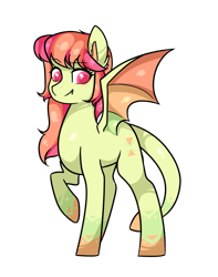 Size: 1475x1872 | Tagged: safe, artist:oniiponii, derpibooru import, oc, oc only, bat pony, pony, bat pony oc, eyelashes, female, mare, raised hoof, raised leg, simple background, smiling, solo, transparent background