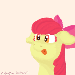 Size: 1280x1280 | Tagged: safe, artist:gosupermarinespitfire, derpibooru import, apple bloom, earth pony, pony, :p, female, filly, foal, simple background, solo, tongue, tongue out