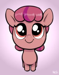 Size: 1160x1482 | Tagged: safe, artist:heretichesh, derpibooru import, oc, oc only, oc:nump, earth pony, pony, big eyes, cute, female, filly, foal, looking up, signature, smiling, solo