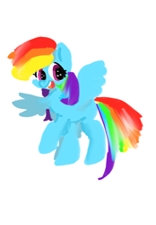 Size: 1640x2360 | Tagged: safe, artist:fancytwily, derpibooru import, rainbow dash, pegasus, pony, simple background, smiling, solo, spread wings, white background, wings