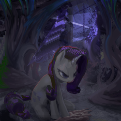 Size: 2900x2900 | Tagged: safe, artist:ciborgen, derpibooru import, rarity, pony, unicorn, abstract background, apathy, female, high res, lidded eyes, mare, sitting, solo, three quarter view