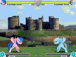 Size: 994x746 | Tagged: safe, artist:tom artista, derpibooru import, firefly, rainbow dash, earth pony, pegasus, fighting is magic, g1, abandoned, castle, fan game, new, palette swap, place, recolor, ruins, stage