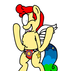 Size: 3023x3351 | Tagged: safe, artist:professorventurer, derpibooru import, oc, oc:power star, pegasus, pony, biting, chest fluff, clothes, panties, pegasus oc, simple background, solo, tongue bite, underwear, white background