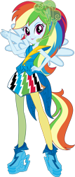 Size: 3732x8683 | Tagged: safe, artist:sugar-loop, derpibooru import, edit, rainbow dash, human, equestria girls, rainbow rocks, clothes, dress, hand on hip, headphones, headset, leggings, looking at you, microphone, ponied up, shoes, simple background, smiling, transparent background, vector, vector edit