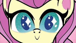 Size: 1277x720 | Tagged: safe, derpibooru import, screencap, fluttershy, pegasus, pony, cute-pocalypse meow, g4.5, my little pony: pony life, cute, looking at you, shyabetes, stars, wide eyes