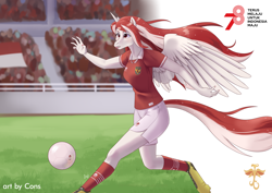 Size: 4960x3508 | Tagged: safe, artist:pwnagespartan, derpibooru import, oc, oc only, oc:indonisty, alicorn, anthro, unguligrade anthro, alicorn oc, horn, indonesia, nation ponies, solo, wings