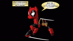 Size: 1920x1080 | Tagged: safe, derpibooru import, pony, deadpool, marvel, ponified, species swap, weapon