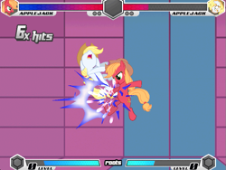 Size: 637x478 | Tagged: safe, artist:fimroots, derpibooru import, applejack, big macintosh, fighting is magic, palette swap, recolor, testing zone