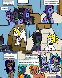 Size: 1405x1763 | Tagged: safe, artist:ask-luciavampire, derpibooru import, oc, alicorn, changeling, earth pony, pegasus, pony, undead, vampire, vampony, werewolf, comic, tumblr