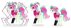 Size: 3891x1576 | Tagged: safe, artist:unoriginai, derpibooru import, oc, oc only, alien, alien pony, hybrid, unicorn, antennae, clothes, crossover, crossover ship offspring, disguise, gloves, invader zim, irken, irken pony, missing ear, offspring, parent:princess celestia, parent:zim, simple background, transparent background