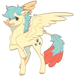 Size: 1280x1280 | Tagged: safe, artist:daffidaizy, derpibooru import, oc, oc only, oc:saffron eventide, hybrid, original species, pegasus, phoenix, pony, leonine tail, phoenix pony, simple background, solo, tail, transparent background