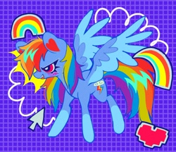 Size: 1198x1033 | Tagged: safe, artist:bunbunbewwii, derpibooru import, rainbow dash, pegasus, pony, female, heart, heart ears, mare, mouse cursor, solo, spread wings, wings