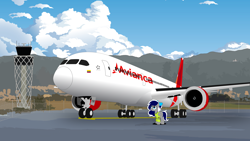 Size: 4000x2250 | Tagged: safe, artist:ponyrailartist, derpibooru import, oc, oc:sofia reds, avianca, boeing, boeing 787, high res, plane